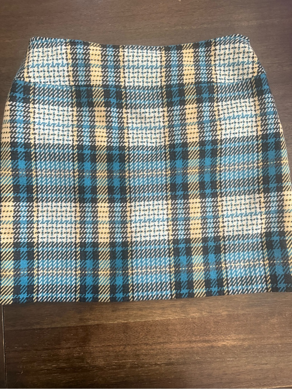 Nine West Blue, Black & Cream Plaid Mini Skirt
